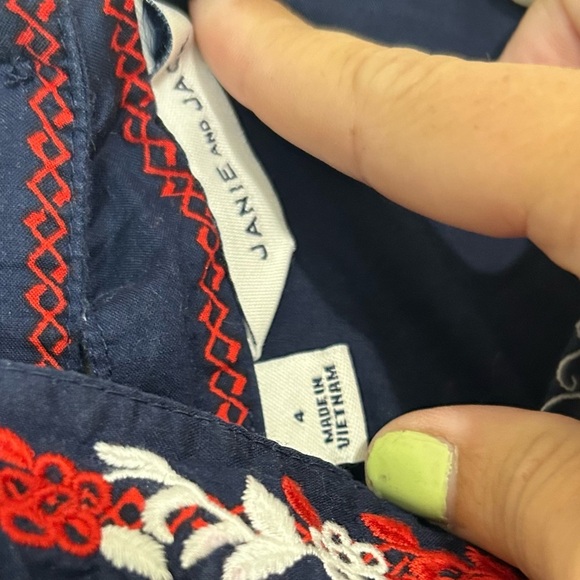 Janie and Jack Embroidered Navy Blue & Red Jumpsuit SIZE 4 - Picture 4 of 6